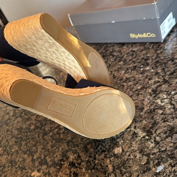 Style & Co seleeney navy espadrilles wedge open toe sandals NIB 8W - Picture 7 of 8